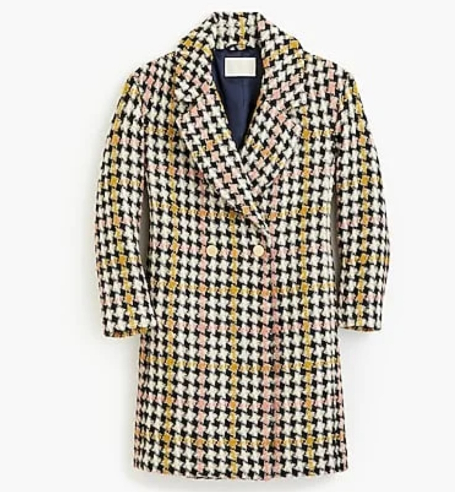 J. Crew Collection Multicolor Houndstooth Wool Blend Coat - Picture 2 of 16
